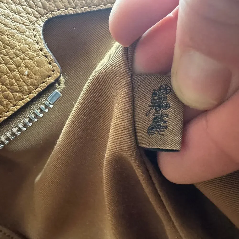 COACH CM074 Meadow Bag Tote Shoulder Bag Pebbled Brown Leather Purse Dual Straps - Picture 16 of 16